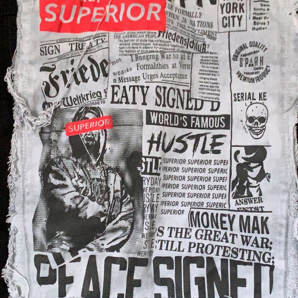 Spark Small Denim Distressed Patch Jacket!! - image 4